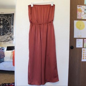 UO Rose Satin Strapless Jumpsuit